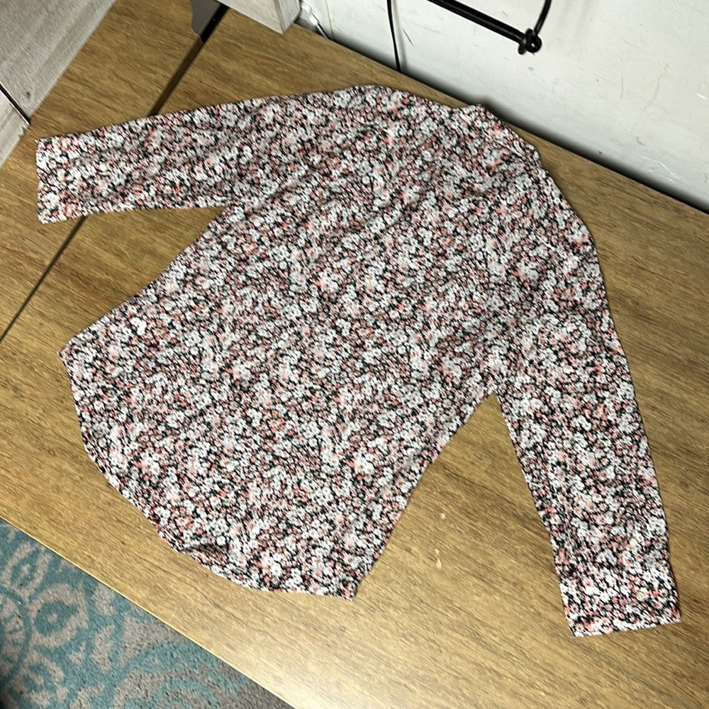 Lauren Ralph Lauren nwot peach black green cotton silk button up blouse top - Picture 6 of 6